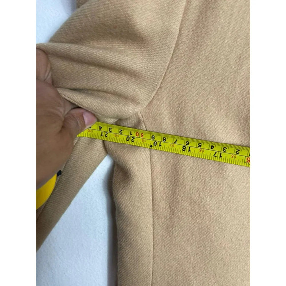 Jessica Ash Womens Double Breasted Long Sleeve Collar Blazer Coat Cream Tan 14 - Picture 8 of 8